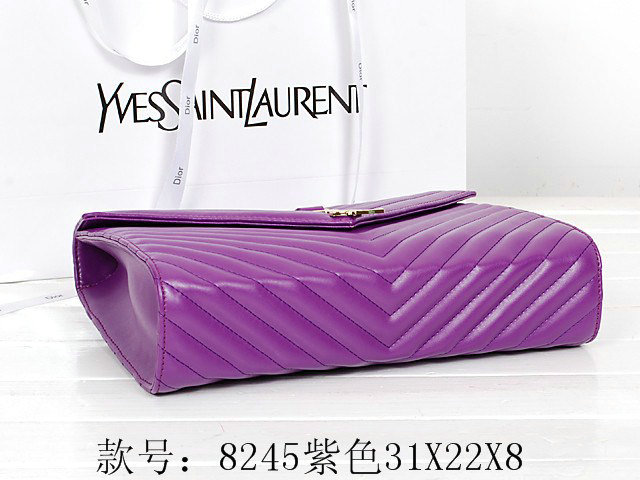 1:1 YSL classic monogramme flap 8245 purple - Click Image to Close